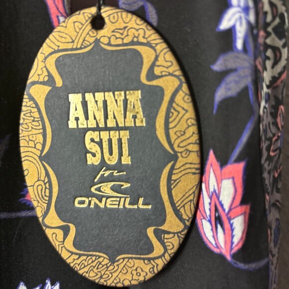 O'Neill x Anna Sui Dottie Floral Lace-up V-Neck Pleated Dress Sz M (1344) - Picture 6 of 8